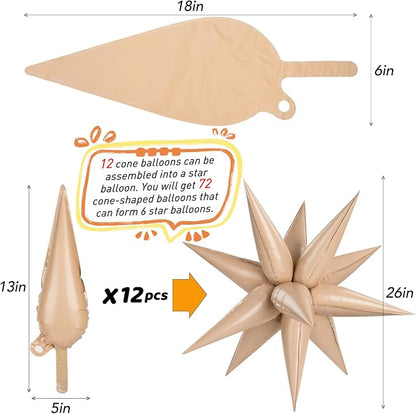 Brown Cream Caramel Star Foil Balloons - Image 3