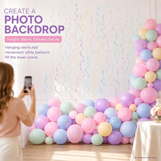 Pastel Party Decorations, matte pastel balloons and glue dots create soft - Image 3