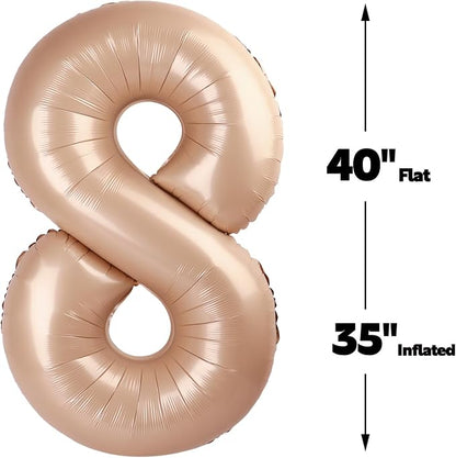 Light Brown Number 8 Balloon 40 inch, Light Brown Birthday Party Decorations | - Image 3