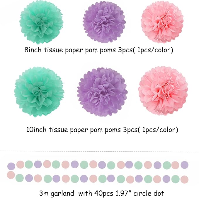 Pink-Purple Mint Mermaid Ocean-Themed Party-Decorations - Image 2