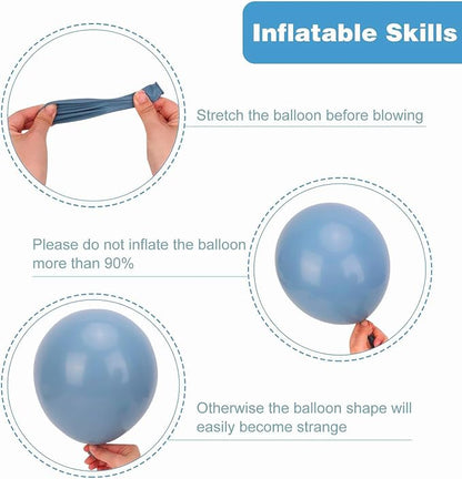 RUBFAC Dusty Blue Balloons Different Sizes Neutral Party Balloon 154pcs | Slate - Image 4