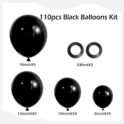 110pcs Black Balloon Arch Kit - Image 2