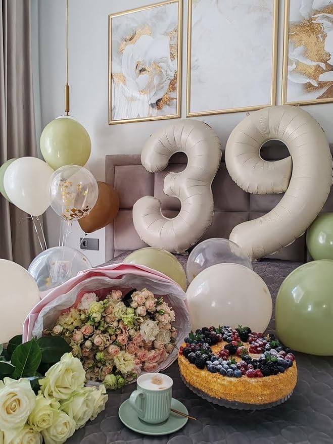 8 Number Balloons Cream 40 Inch Foil Balloon - Image 2