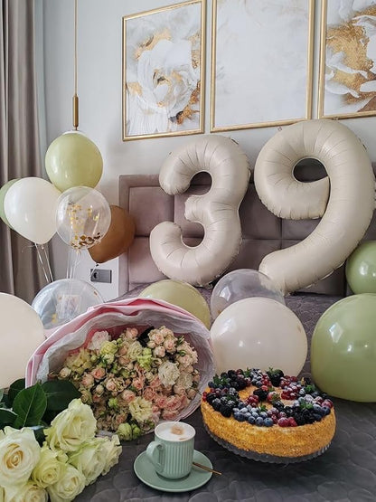 8 Number Balloons Cream 40 Inch Foil Balloon - Image 2