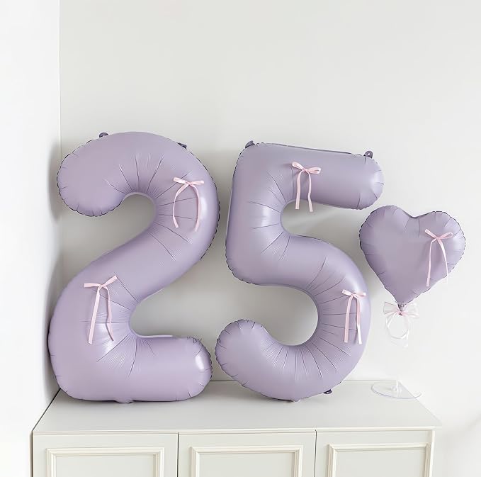 Pastel Purple 12 Number Balloons, 40 Inch Light Purple 12 Balloons Large Helium - Image 3