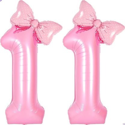Pink 11 balloons Number Preppy Birthday Decorations by Unknown