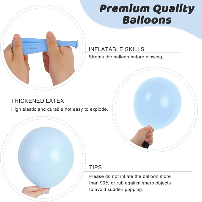RUBFAC 135pcs Light Baby Blue Balloons Different Sizes 18 12 10 5 Inch - Image 3