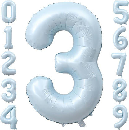 Light Blue Number 3 Balloon for 3th Anniversary Birthday Decor 40 Inch Foil | by TNCDJKPA