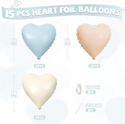 Blue Cream Beige Heart Balloons - Image 2