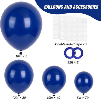 RUBFAC Blue Balloons Arch Kit Navy Blue Balloon Different Sizes 154pcs | Party - Image 2