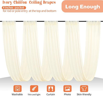 6 Panels Beige Ceiling Drapes for Wedding Ceiling Drapes 5ftx10ft Wedding Arch - Image 3