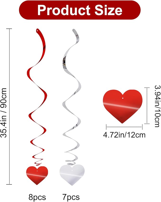 BEISHIDA Happy Valentine's Day Hanging Swirls Valentine's Decorations Red - Image 2