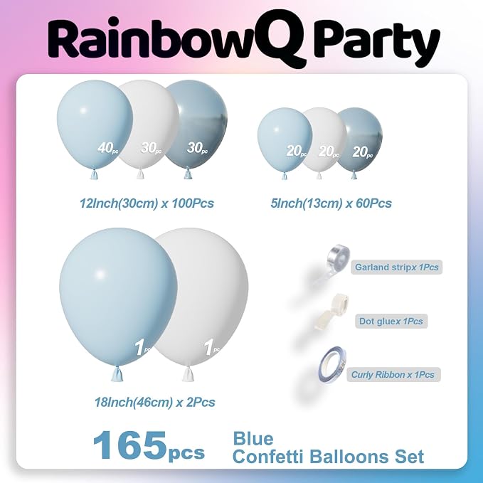 RainbowQ 165 Pcs Light Blue Balloons Arch Kit Different Sizes Garland | Pastel - Image 4