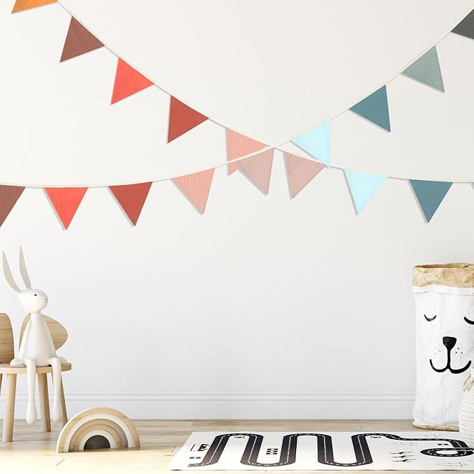 Oudain 2 Pcs Pennant Banner Flags Nursery Garland Triangle Bunting Flags - Image 4