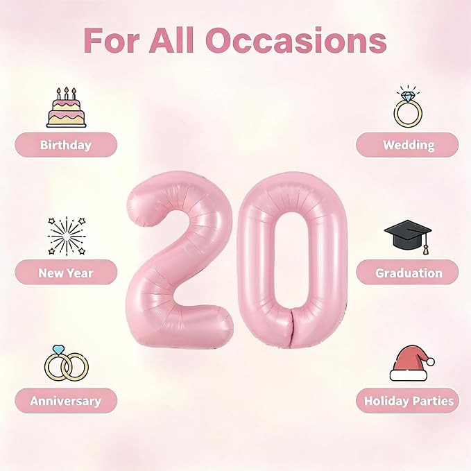 Number Balloons Pink Party Balloon - Image 5