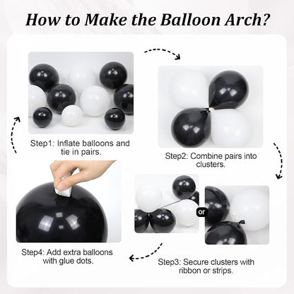 155pcs Black and White Balloon Arch Kit - Image 3
