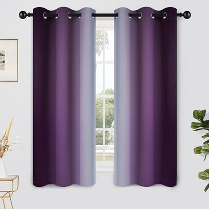 Yakamok Ombre Curtains Purple and Greyish White by Yakamok