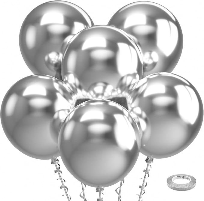 Bezente Metallic Silver Balloons 18 Inch by Bezente
