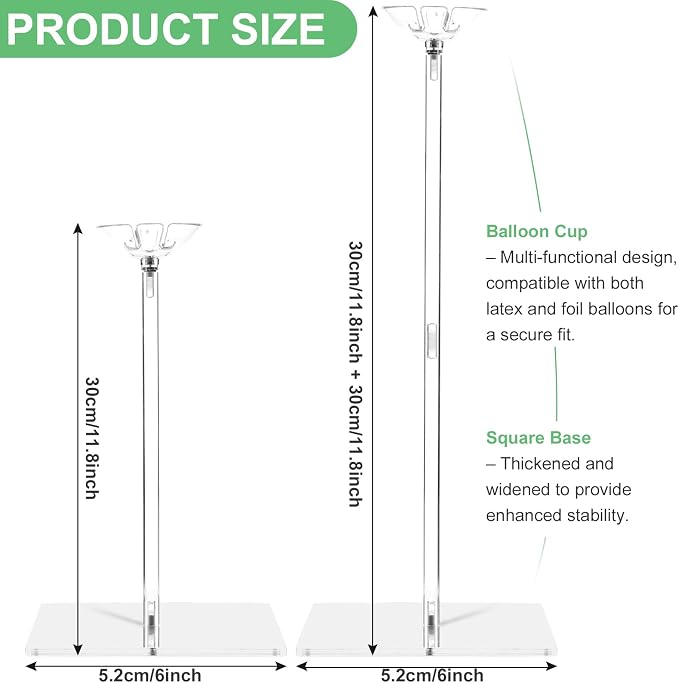 6 Pack Clear Acrylic Balloon Stands - Image 2