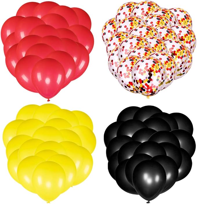 80 pcs Black Red Yellow Latex Balloons - Image 7