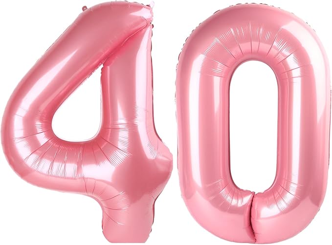 40 Balloon - Pastel Pink Birthday Number Balloons, 40 Inch Decorations | Pastel by ALPHADELTAPI