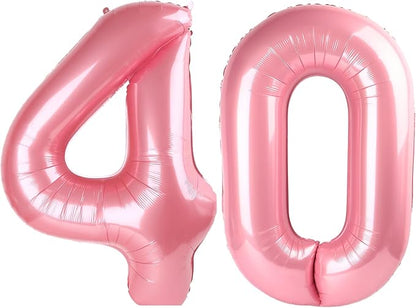 40 Balloon - Pastel Pink Birthday Number Balloons, 40 Inch Decorations | Pastel by ALPHADELTAPI