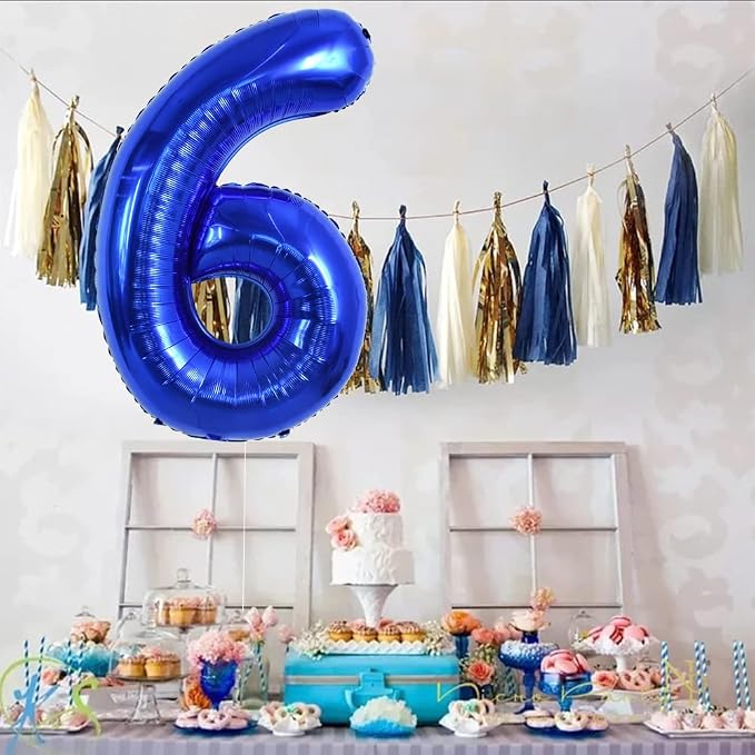 TONIFUL 40 Inch Navy Blue Number 6 Balloons Large Foil 6th Birthday Decor | - Image 6