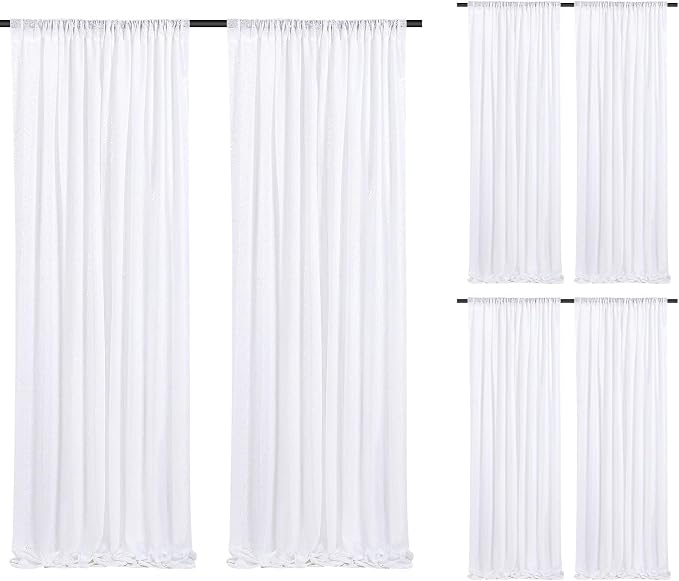 White Sequin Backdrop Curtains-6 Panels 2FTx8FT White Backdrop by SoarDream