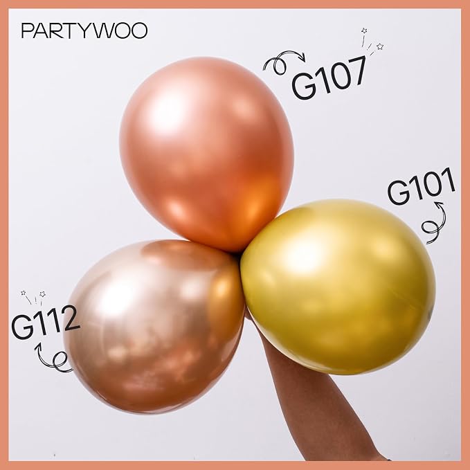 PartyWoo Metallic Rose Gold Balloons 100pcs 36 18 12 10 5 Inch | Balloons - Image 4
