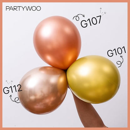 PartyWoo Metallic Rose Gold Balloons 100pcs 36 18 12 10 5 Inch | Balloons - Image 4