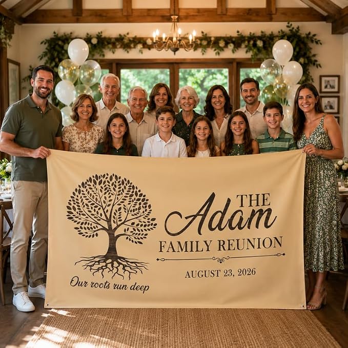 Personalized Family Reunion Banner Tree Design Customized - Image 3