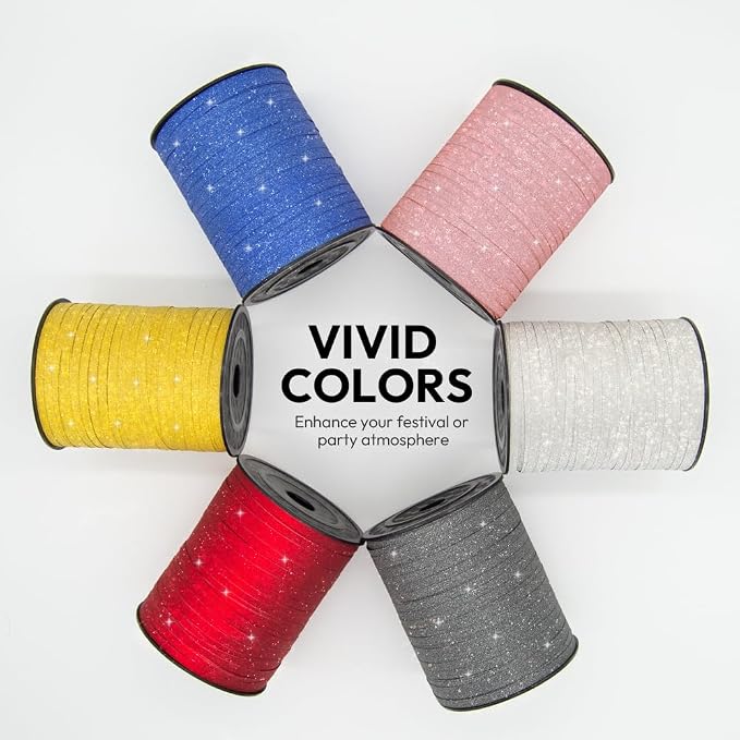 Black Glitter Curling Ribbon, 1/5" Wide x 500 Yards Christmas Curling Ribbons - Image 4
