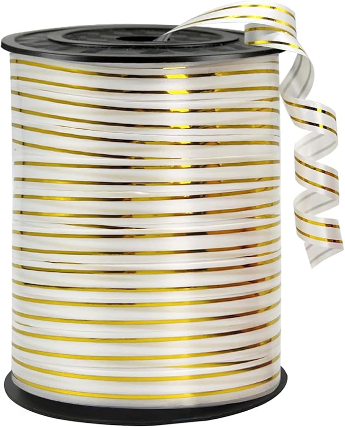 Shiny White and Gold Curling Ribbon by WFAUIBR