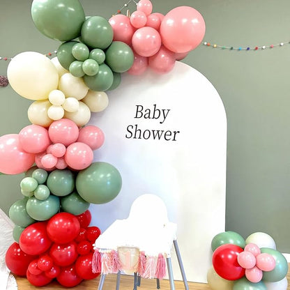 Sage Green Pink Red Balloon Arch Garland Kit - Image 6