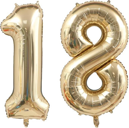Light Gold 18 Number Balloons 40 Inch Giant Champagne Gold Birthday Numbers | by ANGEL+Q+HOUSE