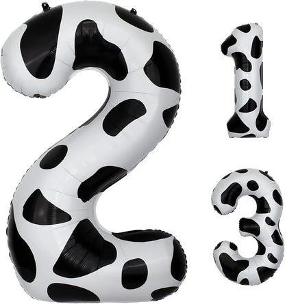 40 Inch Cow Print Number 2 Balloons, Birthday Party Aluminum Foil Balloon by AXBMM