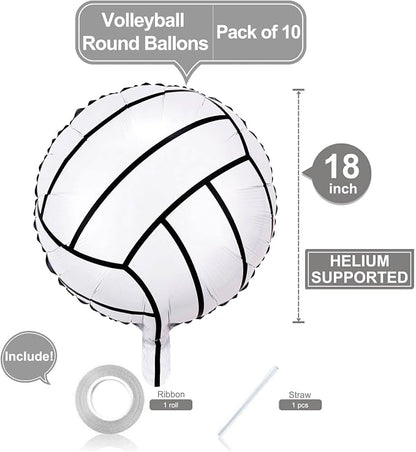 10 Pack 18 Inch Volleyball Foil Balloons Helium Metallic Mylar Balloons - Image 2