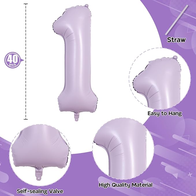 40 Inch Light Purple Number 1 Balloon - Image 2