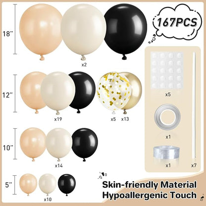 Black Nude White Gold Balloon Garland Arch Kit - Image 2