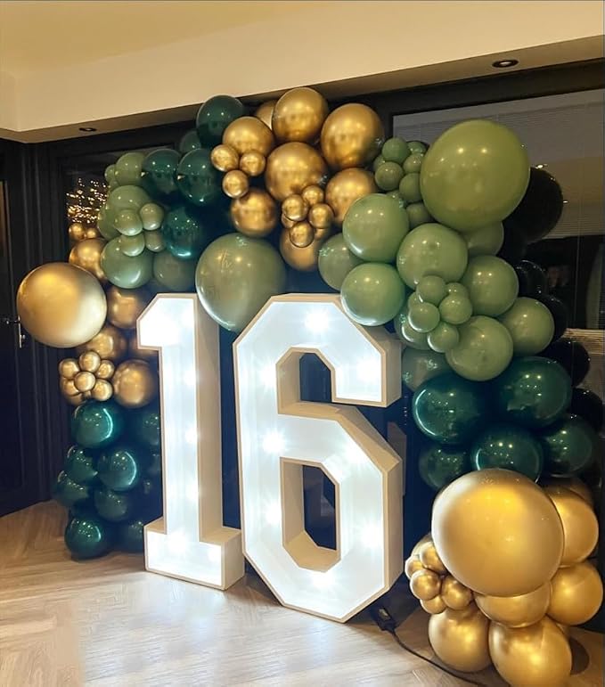 Green and Gold Balloon Arch Kit, Dark Emerald Green Hunter Forest Sage Green - Image 5