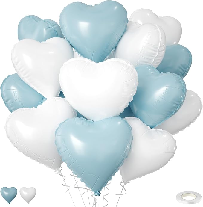 Blue White Heart Balloons by FEYG