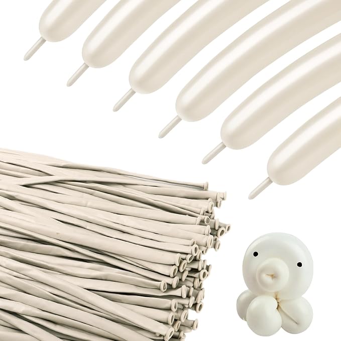 Sand White Long Balloons by KEXINGTUO