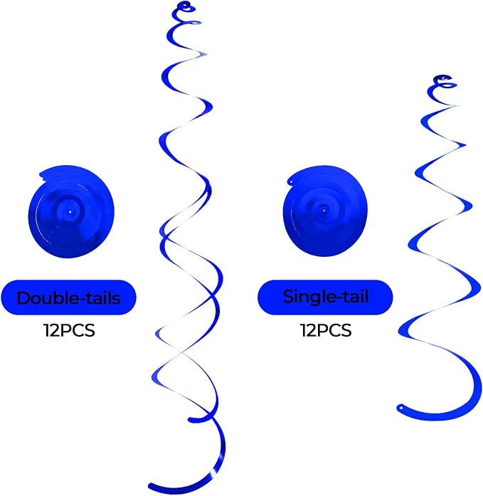 24 PCS Blue Hanging Swirl, Sparkle Ceiling Hanging Decorations, Plastic - Image 3