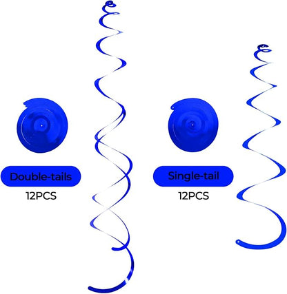 24 PCS Blue Hanging Swirl, Sparkle Ceiling Hanging Decorations, Plastic - Image 3