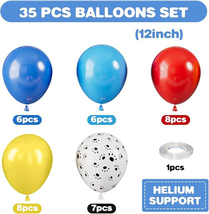 Paw Balloons, 12 Inch Yellow Blue and Red Balloons - Image 2