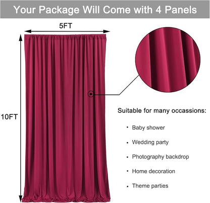 20ft x 10ft Wrinkle Free Maroon Backdrop Curtains - Image 6
