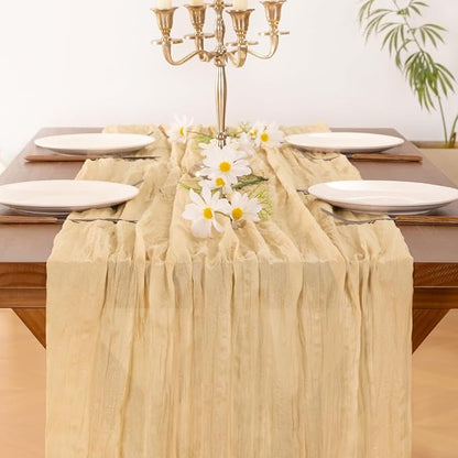 Cheesecloth Table Runner Summer Boho Wedding Birthday Party Home Decor | Sand - Image 6