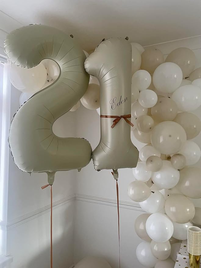 2 Balloon Numbers 40Inch Two Balloons Cream Party Decorations - Image 4