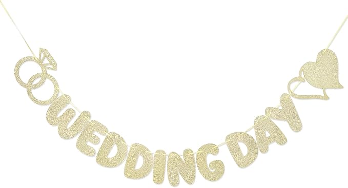 Wedding Day Banner, Champagne Gold Glitter Wedding Banner by DreamSpace
