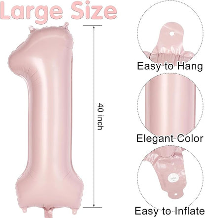 Light Pink Number 10 Balloon, 40 Inch Giant Mylar Number Balloons, Large Foil - Image 2